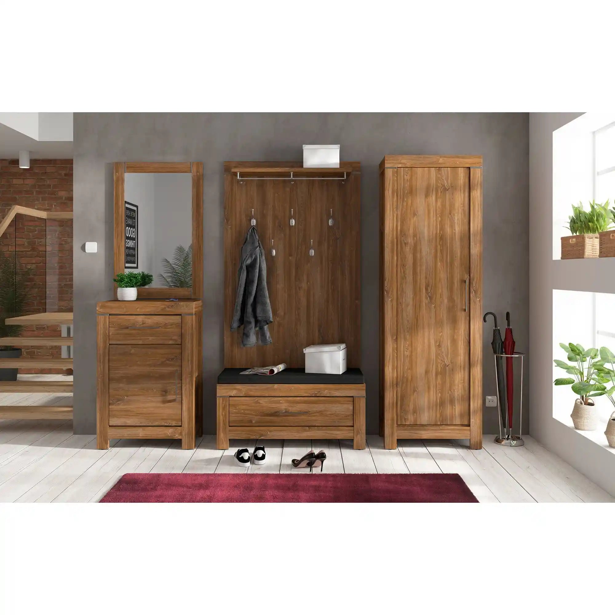 Dulap GENT, stejar stirling, PAL laminat, cu o usa, 66x40x201 cm