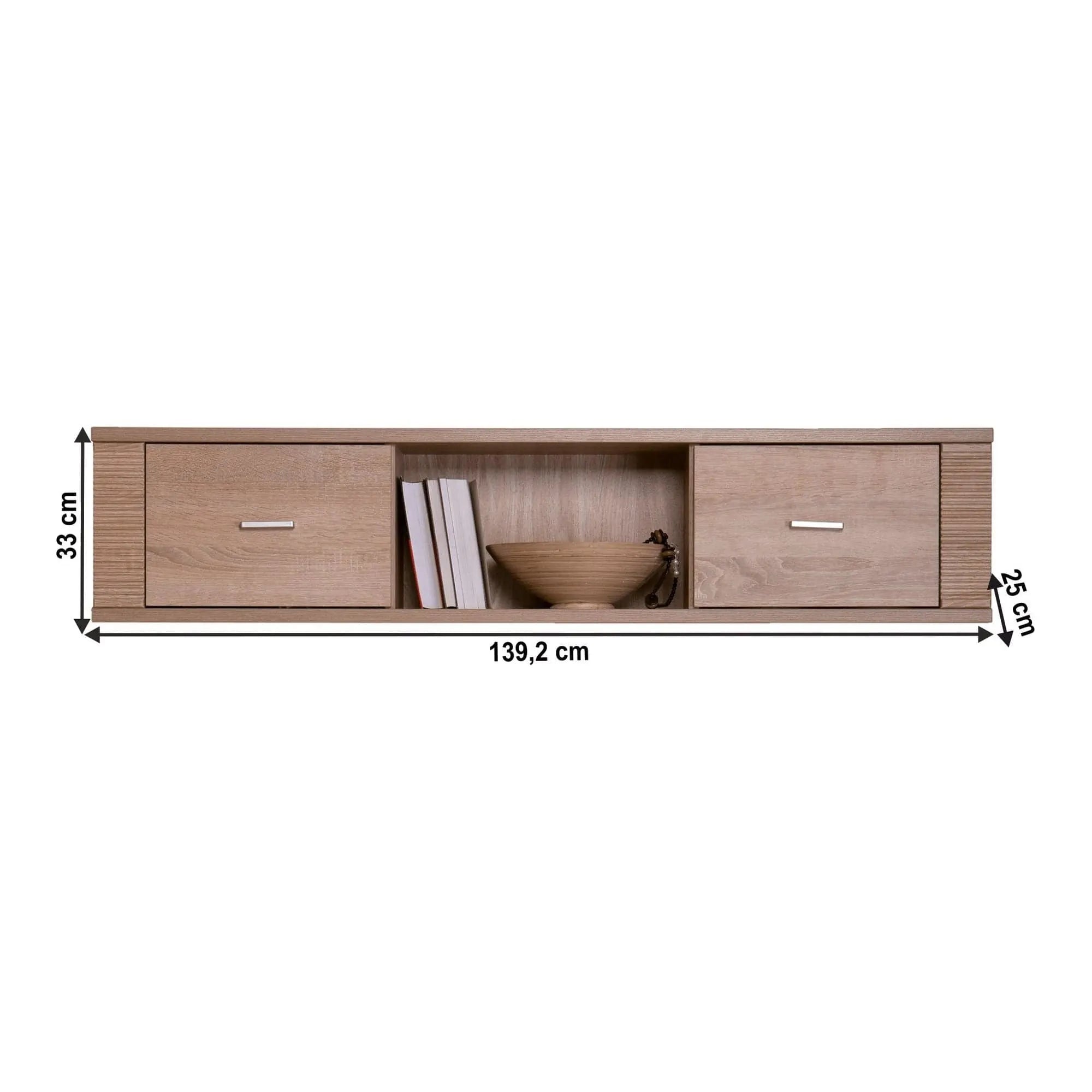 Dulap GRAND tip 15, stejar sonoma, PAL laminat, cu 2 usi, 140x30x25 cm