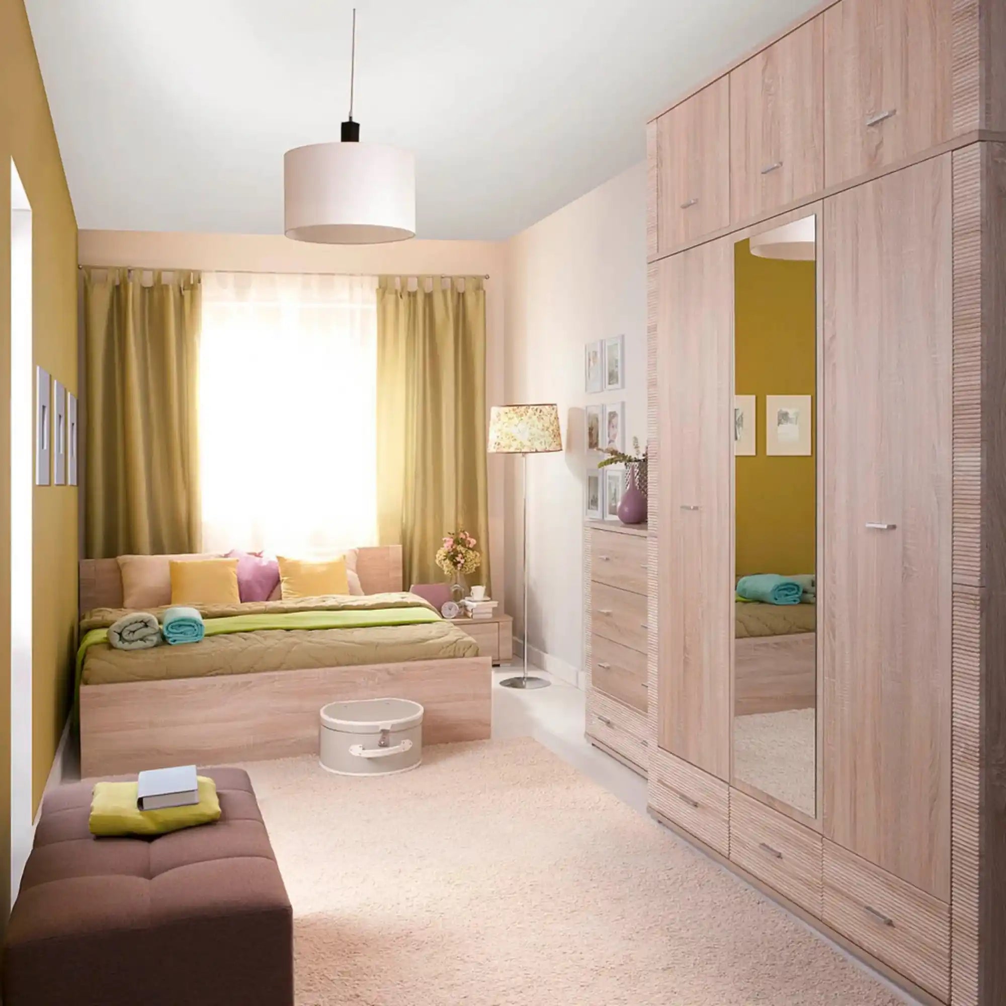 Dulap GRAND tip 2, stejar sonoma, PAL laminat, cu 3 usi si 3 sertare, 161x55x192 cm