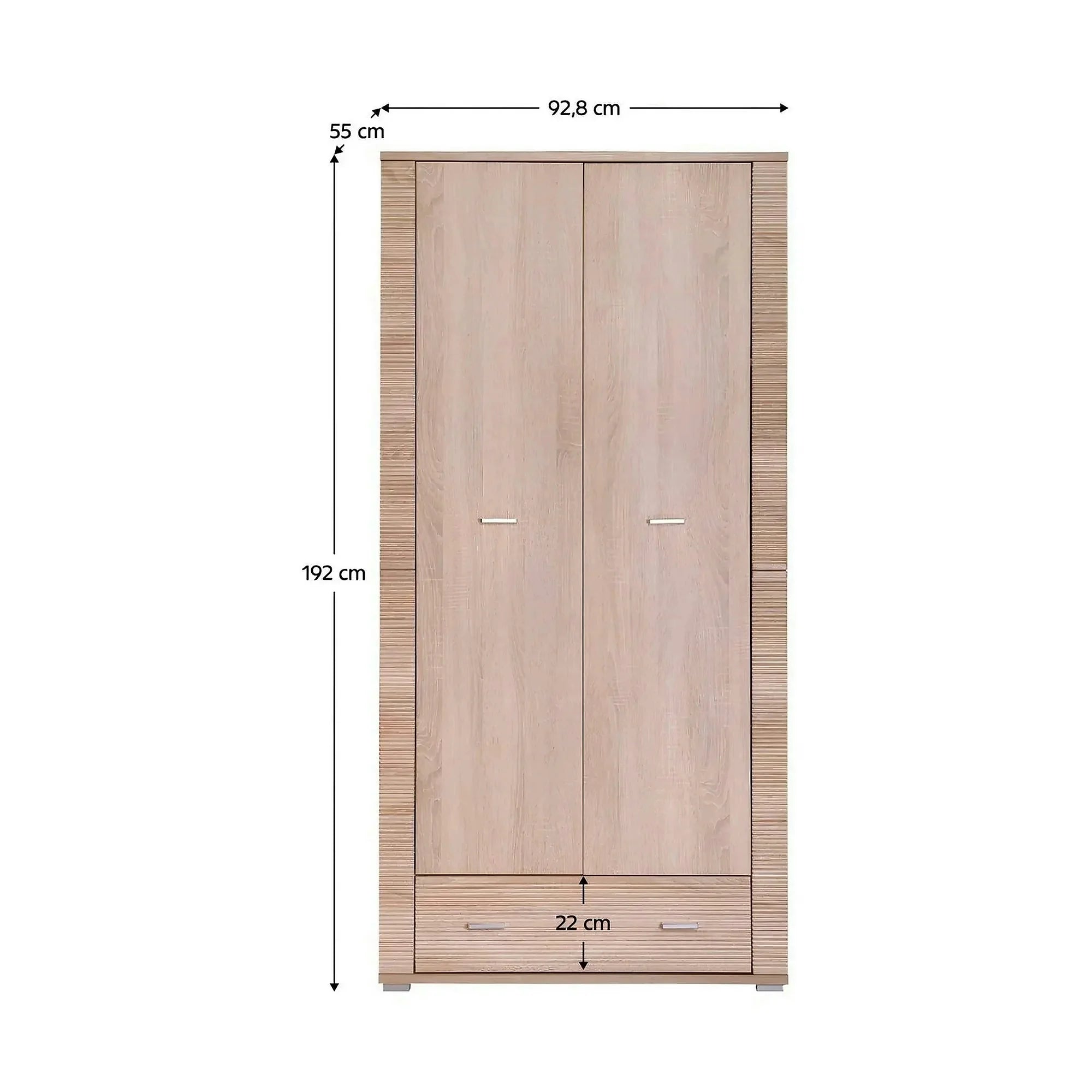 Dulap GRAND tip 3, stejar sonoma, PAL laminat, cu 2 usi si un sertar, 93x55x192 cm