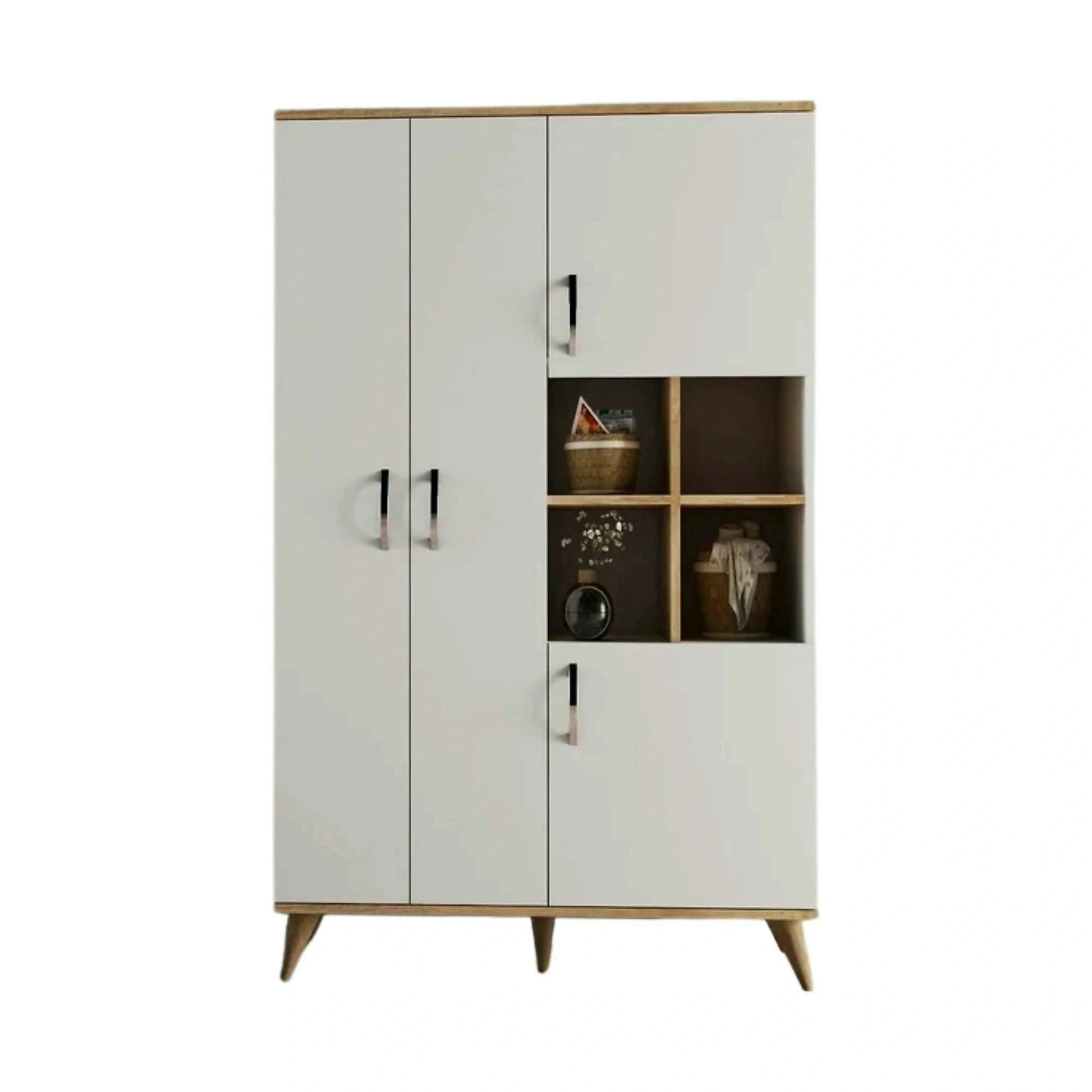 Dulap GRD0103, alb/stejar, PAL melaminat, cu 4 usi, 106x47x174 cm