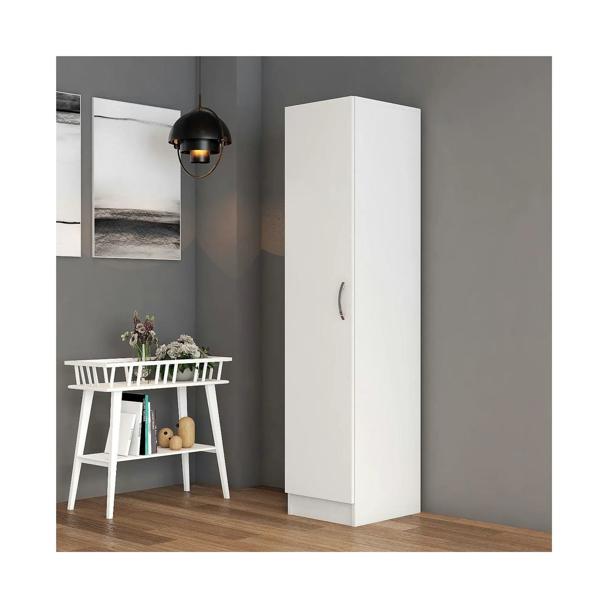 Dulap GRD0301, alb, PAL melaminat, cu o usa, 40x47x182 cm