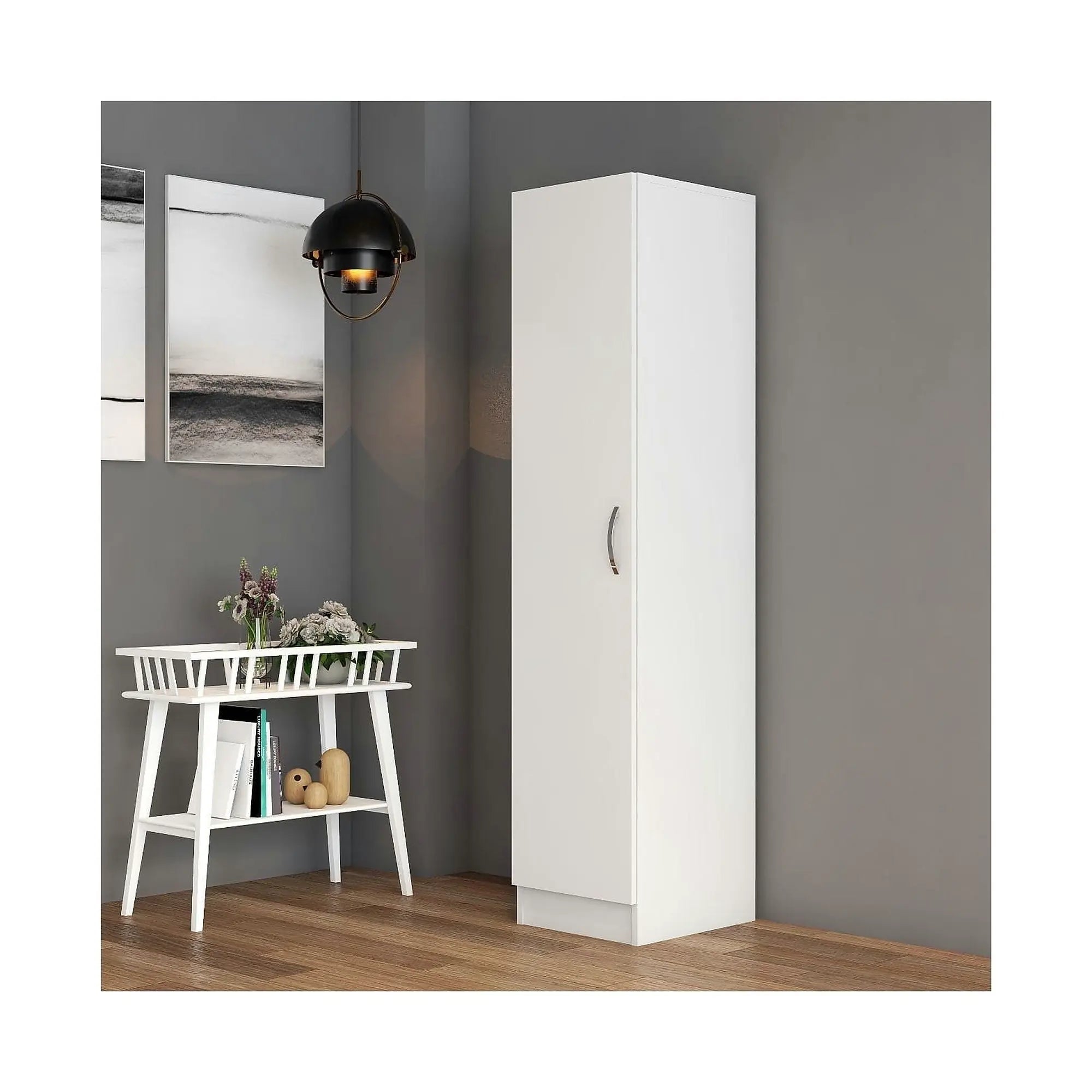 Dulap GRD0301, alb, PAL melaminat, cu o usa, 40x47x182 cm