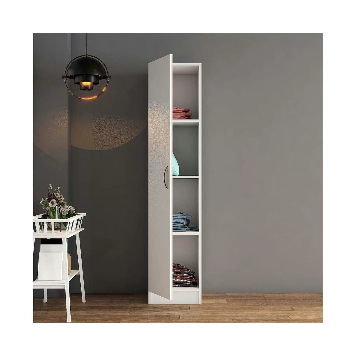 Dulap GRD0301, alb, PAL melaminat, cu o usa, 40x47x182 cm