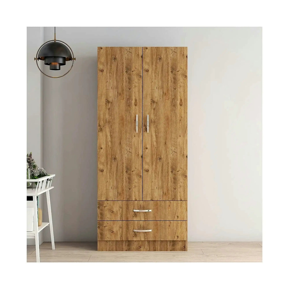 Dulap GRD0402, stejar, PAL melaminat, cu 2 usi si 2 sertare, 80x47x182 cm
