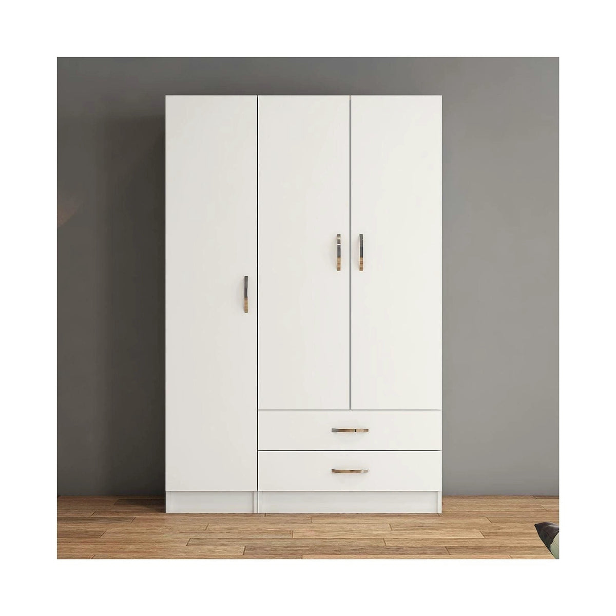 Dulap GRD0501, alb, PAL melaminat, cu 3 usi si 2 sertare, 120x47x182 cm