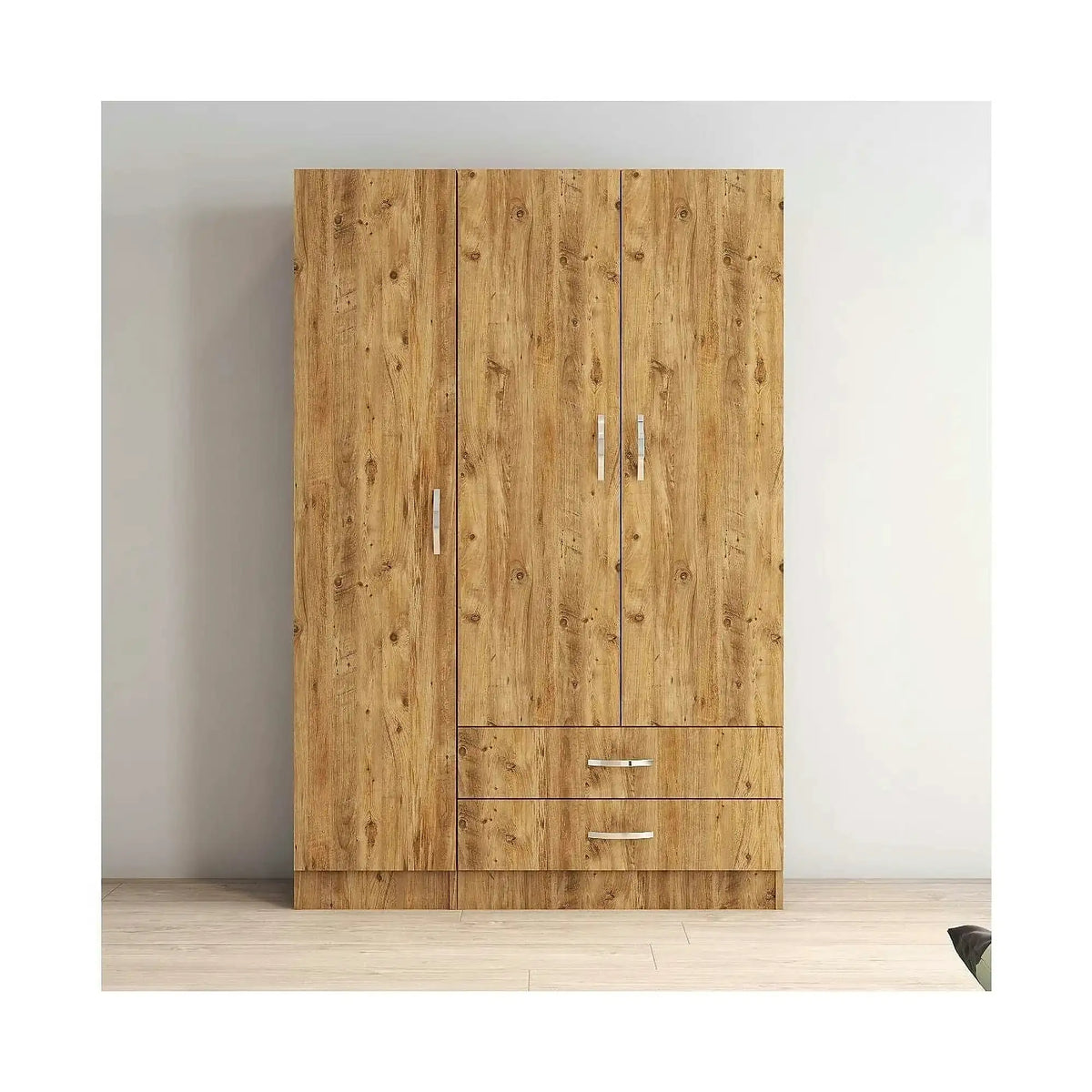 Dulap GRD0502, stejar, PAL melaminat, cu 3 usi si 2 sertare, 120x47x182 cm