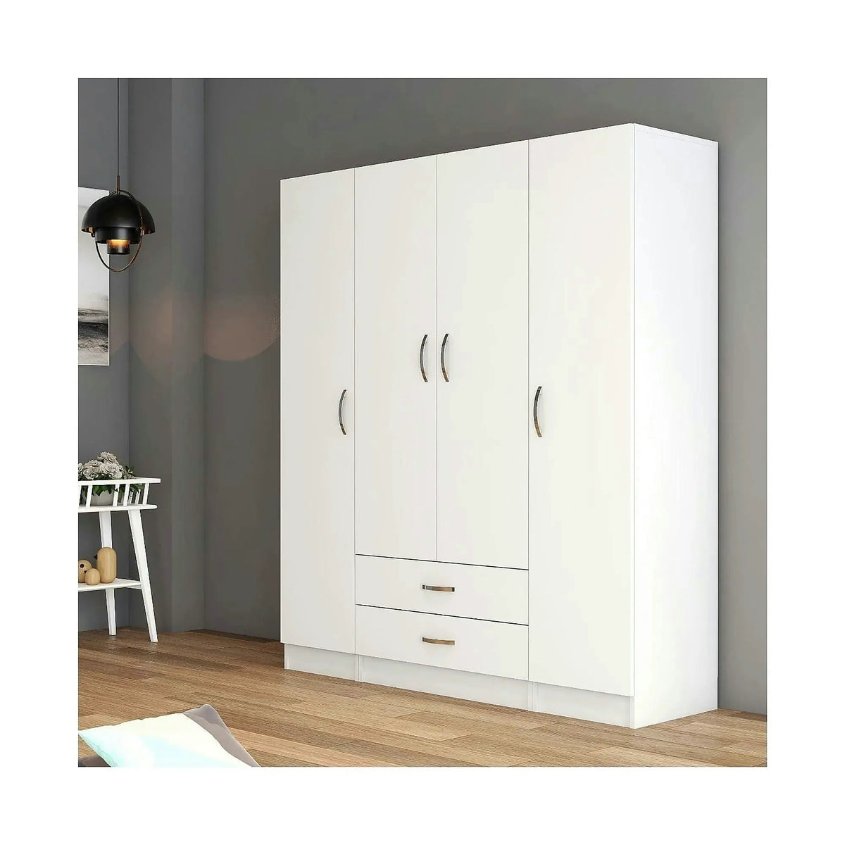 Dulap GRD0601, alb, PAL melaminat, cu 4 usi si 2 sertare, 160x47x182 cm