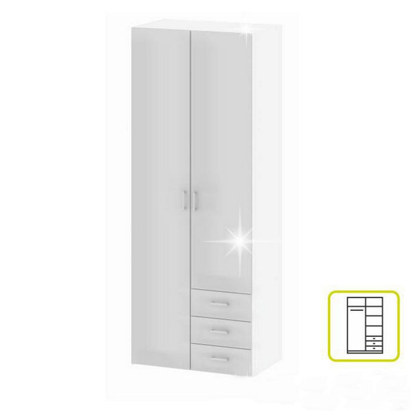 Dulap GWEN 70425, alb, PAL, cu 2 usi si 3 sertare, 78x50x200 cm
