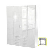 Dulap GWEN 70429, alb, PAL, cu 4 usi si 3 sertare, 154x50x200 cm