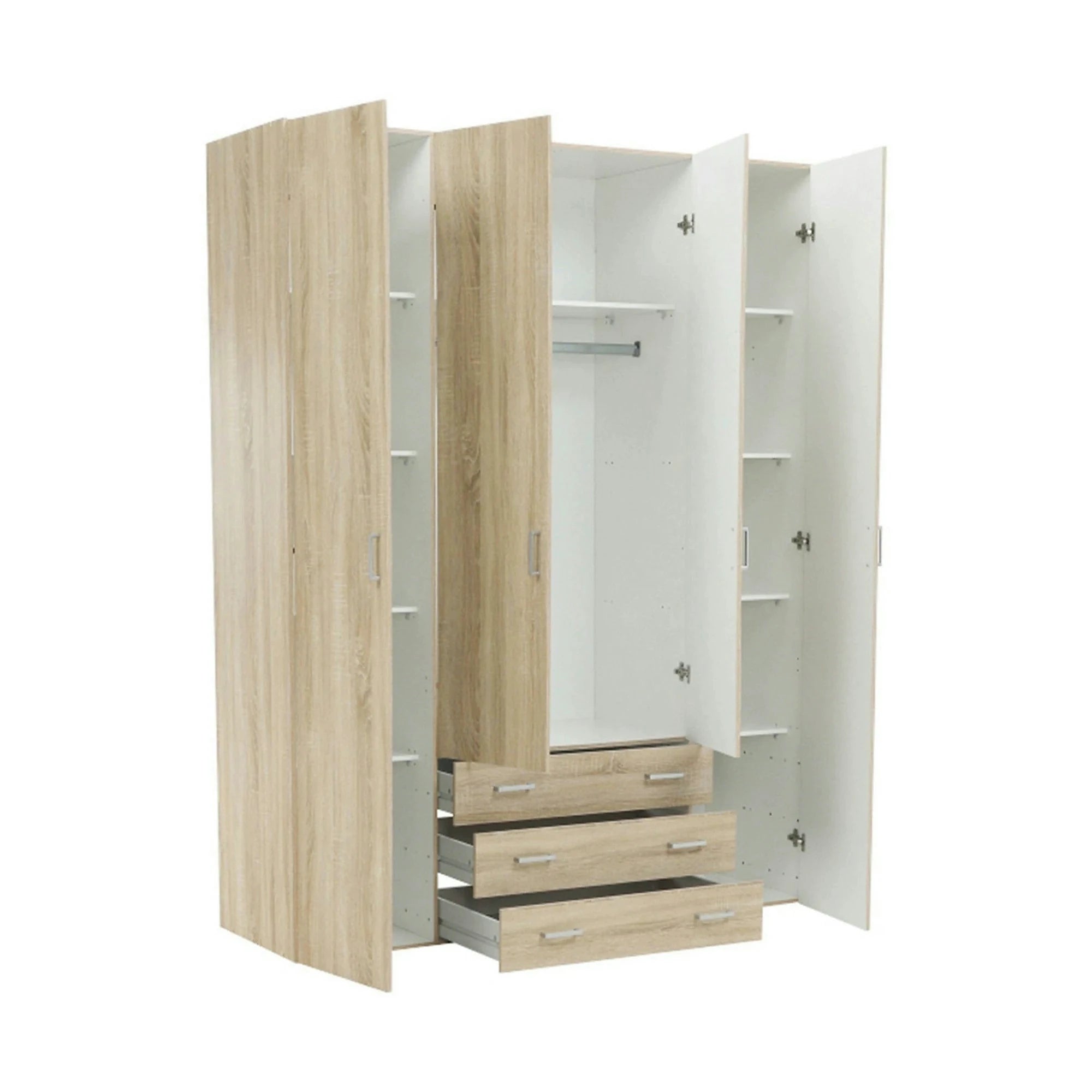 Dulap GWEN 70429, stejar sonoma, PAL, cu 4 usi si 3 sertare, 154x50x200 cm