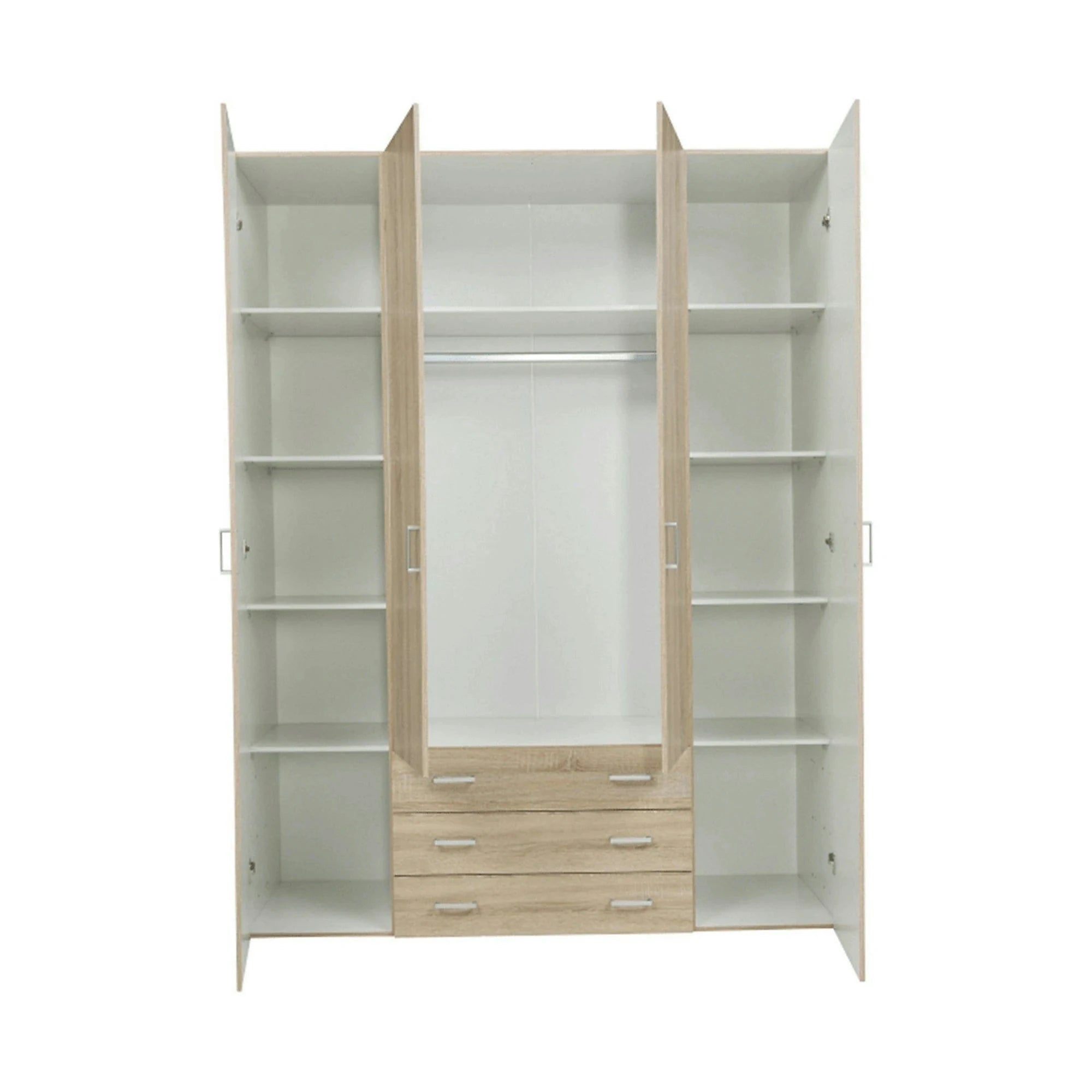 Dulap GWEN 70429, stejar sonoma, PAL, cu 4 usi si 3 sertare, 154x50x200 cm