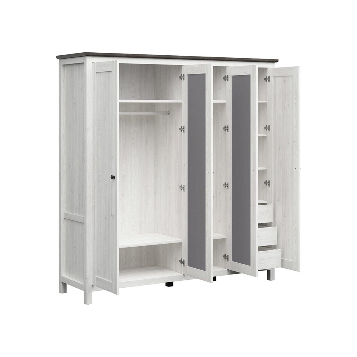 Dulap HESEN, gri deschis, PAL melaminat, cu 4 usi, 197x57x203 cm