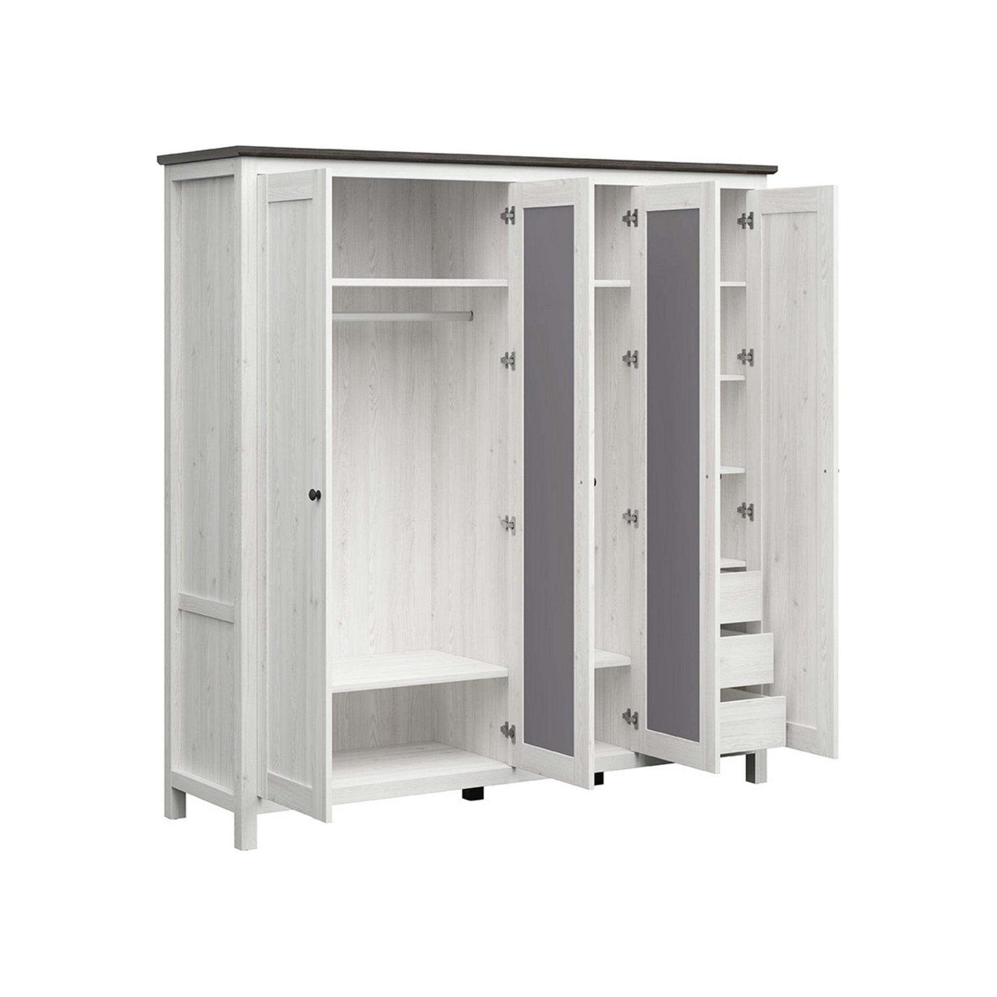 Dulap HESEN, gri deschis, PAL melaminat, cu 4 usi, 197x57x203 cm