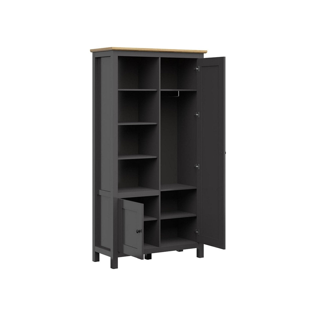 Dulap HESEN, gri grafit/stejar artisan, PAL melaminat, cu 2 usi, 106x44x203 cm