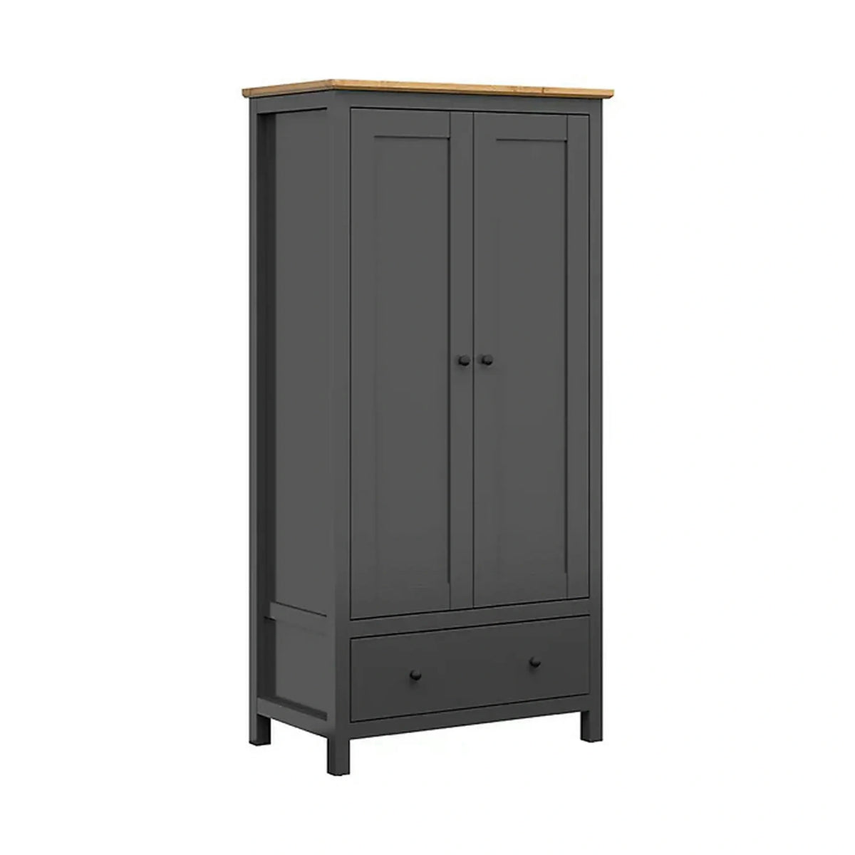 Dulap HESEN, gri grafit/stejar artisan, PAL melaminat, cu 2 usi si un sertar, 101x57x203 cm
