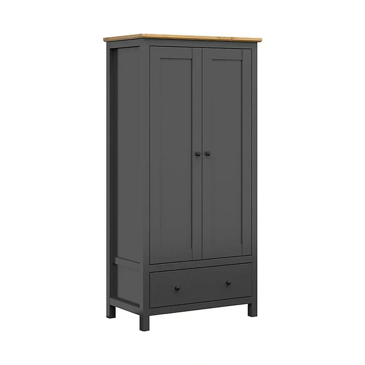 Dulap HESEN, gri grafit/stejar artisan, PAL melaminat, cu 2 usi si un sertar, 101x57x203 cm