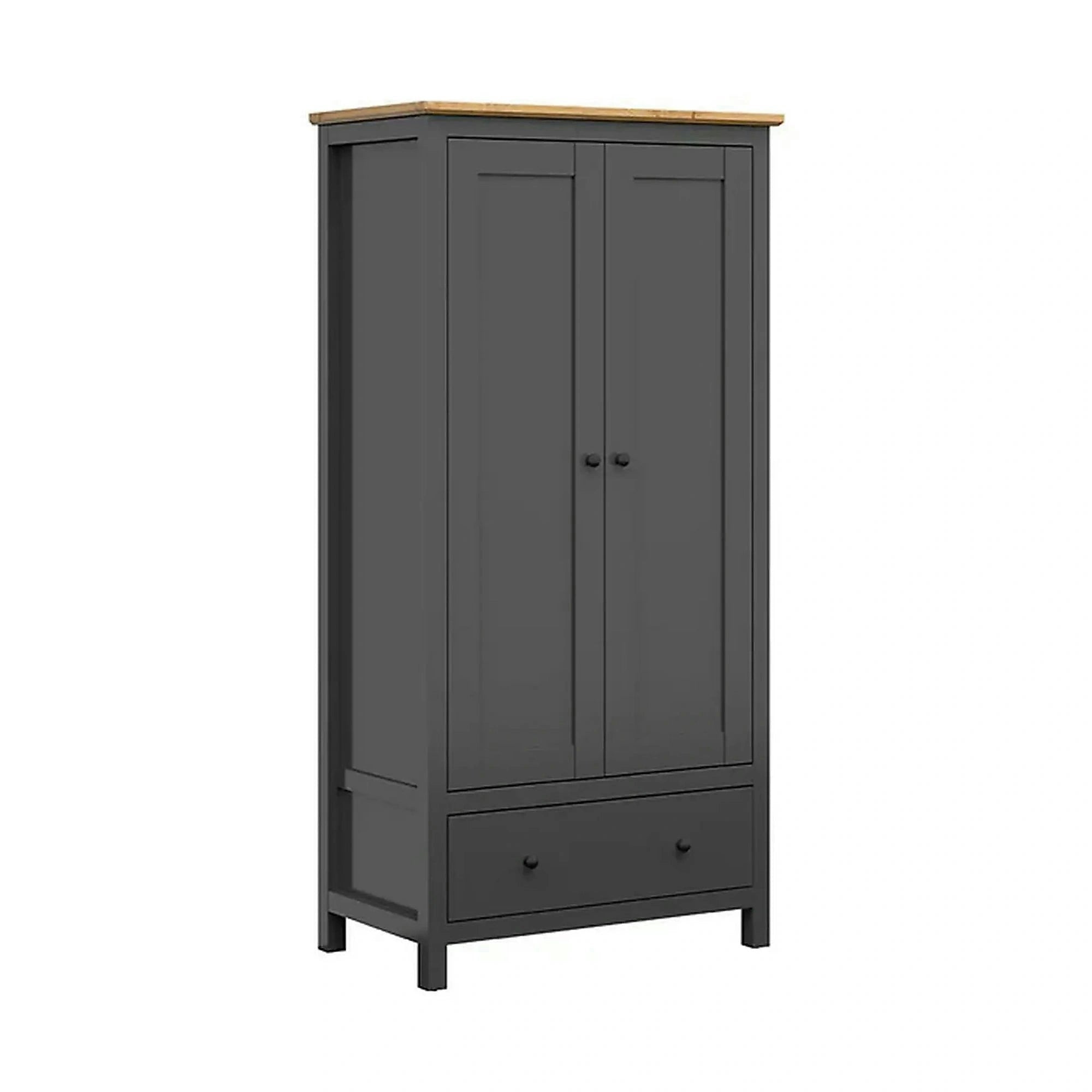Dulap HESEN, gri grafit/stejar artisan, PAL melaminat, cu 2 usi si un sertar, 101x57x203 cm