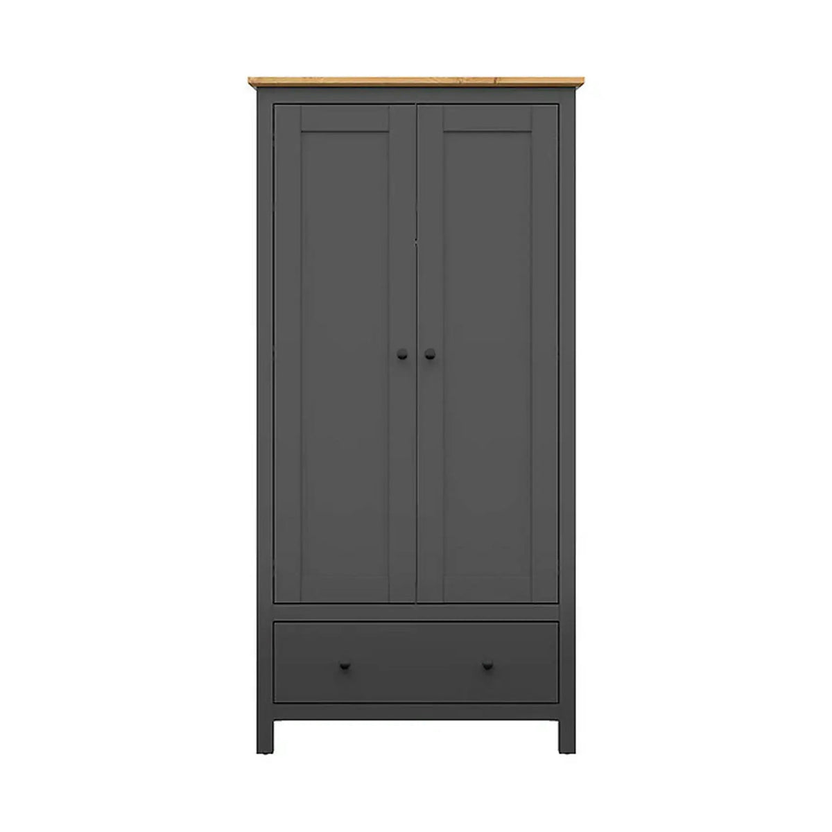 Dulap HESEN, gri grafit/stejar artisan, PAL melaminat, cu 2 usi si un sertar, 101x57x203 cm
