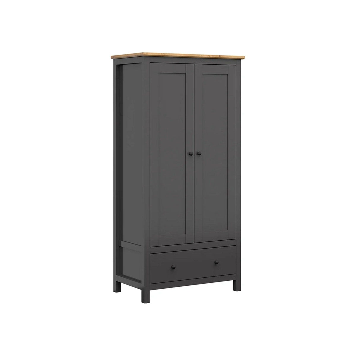 Dulap HESEN, gri grafit/stejar artisan, PAL melaminat, cu 2 usi si un sertar, 101x57x203 cm