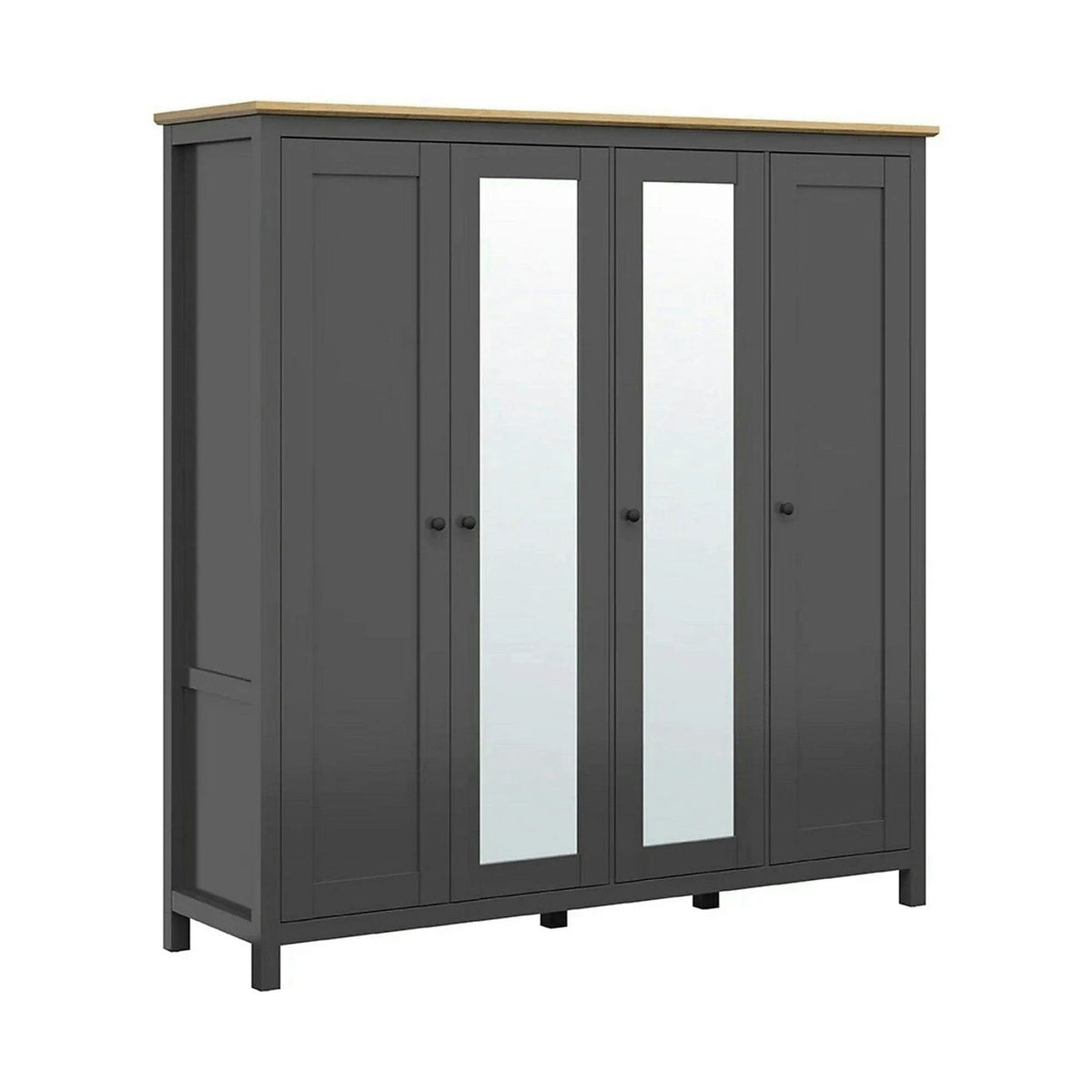 Dulap HESEN, gri grafit/stejar artisan, PAL melaminat, cu 4 usi, 197x57x203 cm