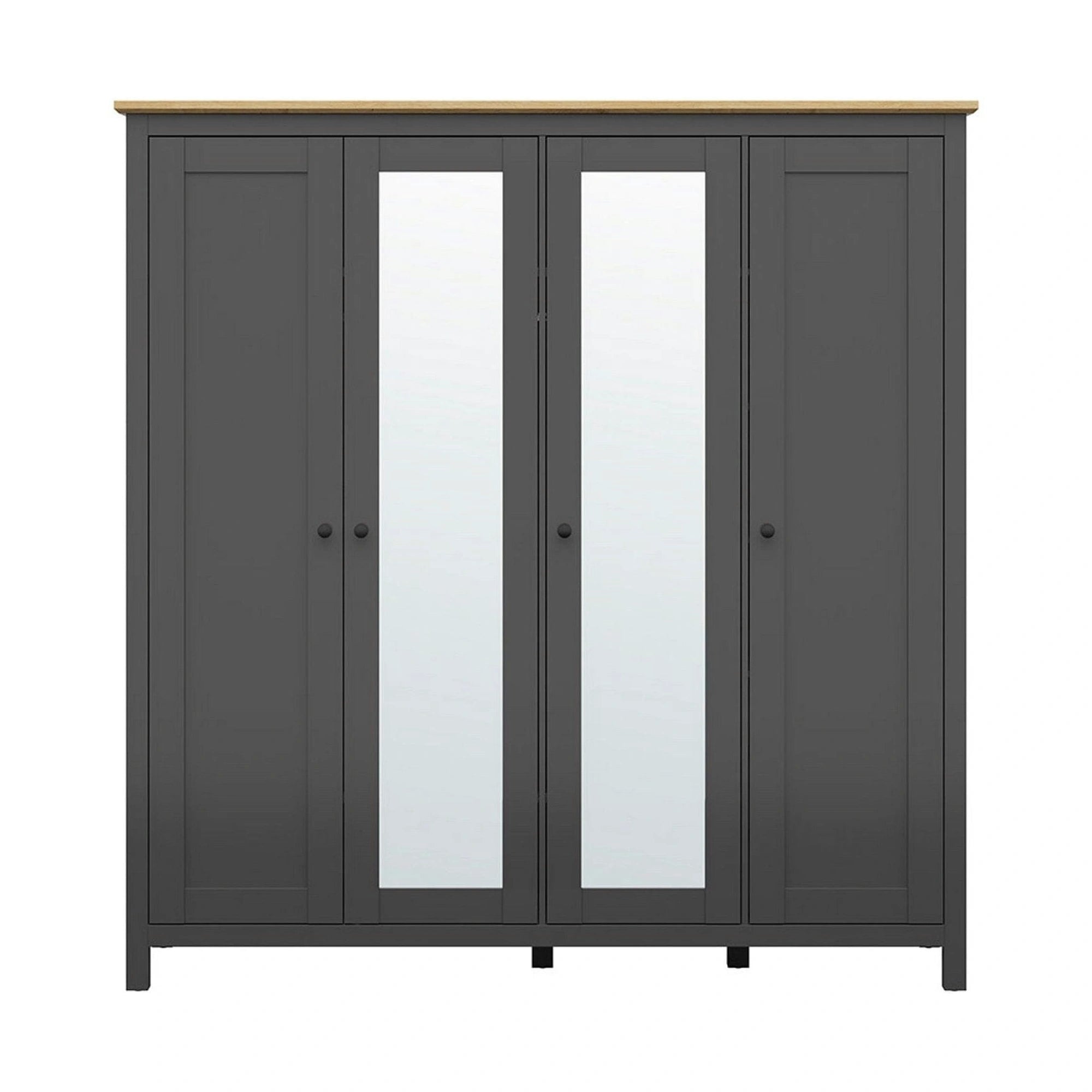 Dulap HESEN, gri grafit/stejar artisan, PAL melaminat, cu 4 usi, 197x57x203 cm