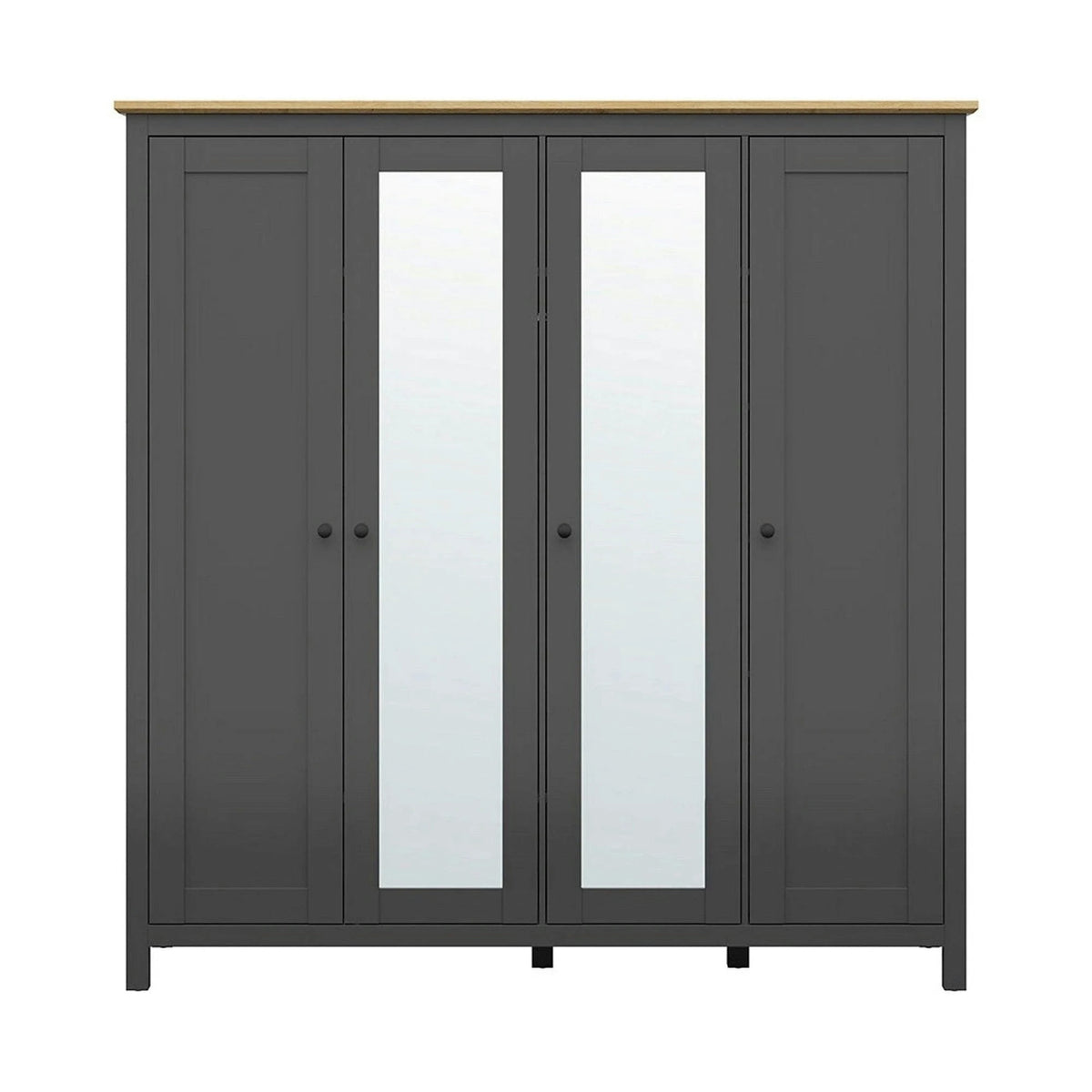 Dulap HESEN, gri grafit/stejar artisan, PAL melaminat, cu 4 usi, 197x57x203 cm