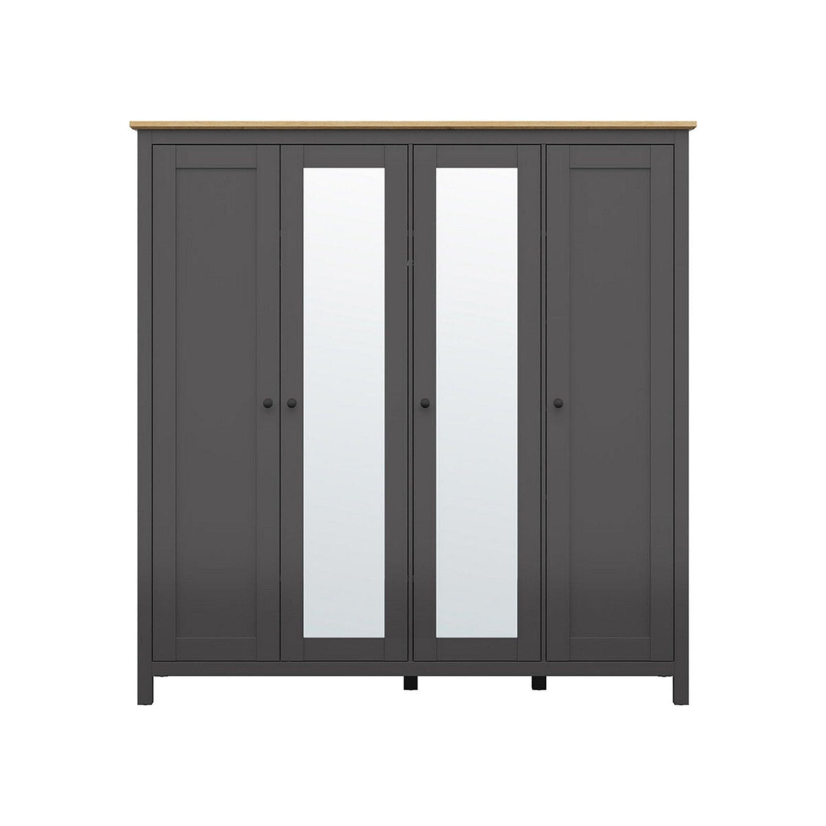 Dulap HESEN, gri grafit/stejar artisan, PAL melaminat, cu 4 usi, 197x57x203 cm