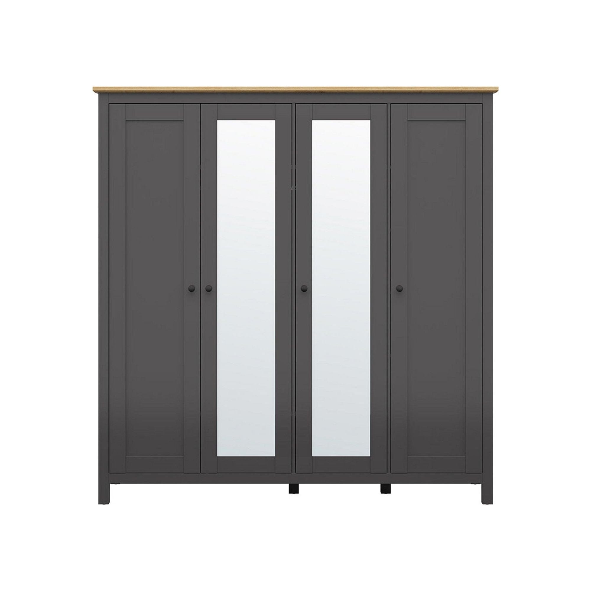 Dulap HESEN, gri grafit/stejar artisan, PAL melaminat, cu 4 usi, 197x57x203 cm