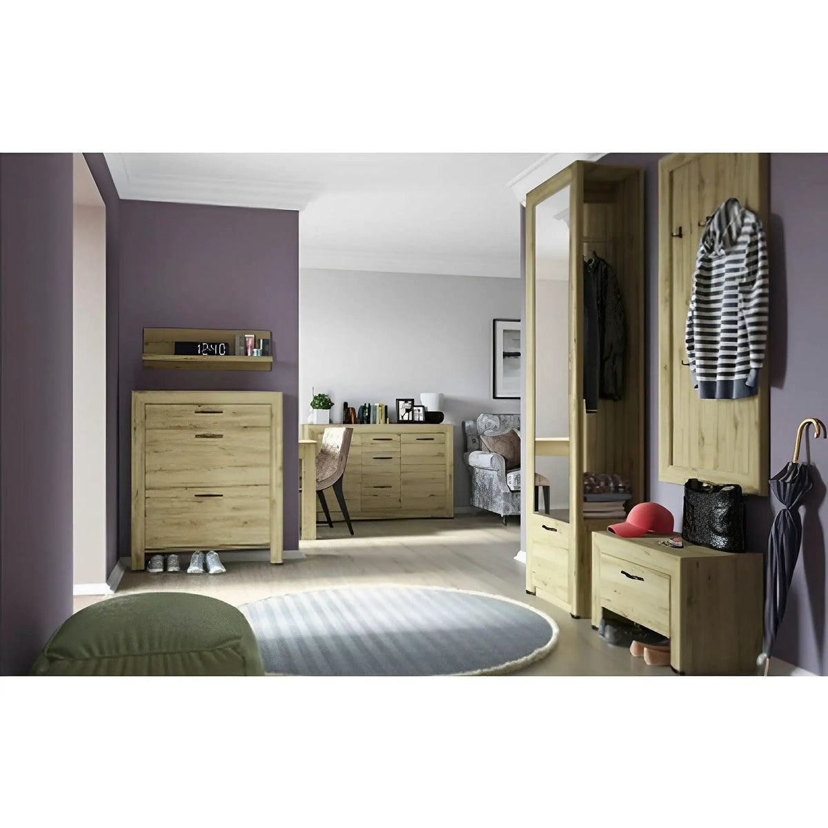 Dulap hol SAPORI, stejar navarra, PAL laminat, 60x36x217 cm