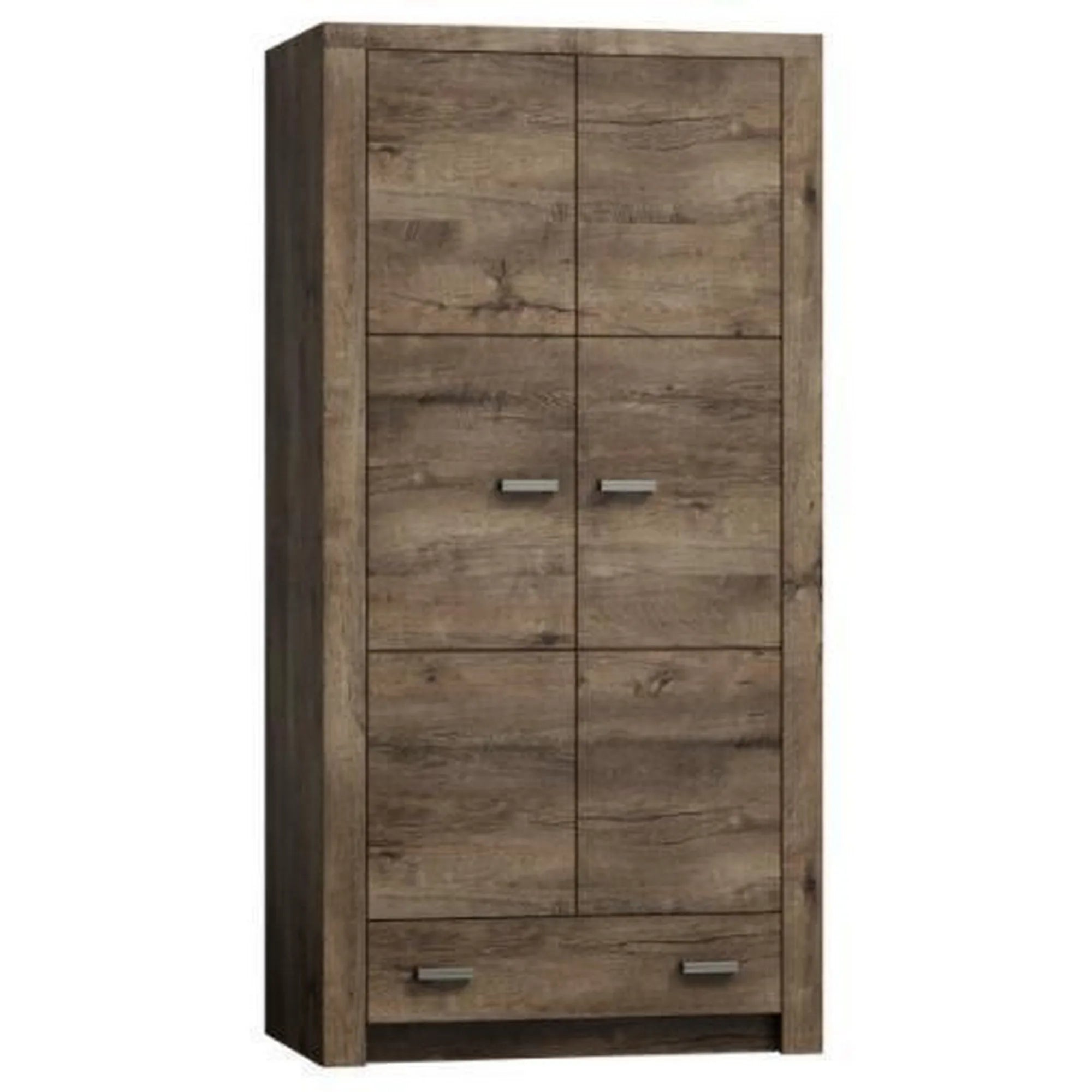 Dulap INDIANAPOLIS I1, frasin inchis, PAL laminat, cu 2 usi si un sertar, 96x58x192 cm