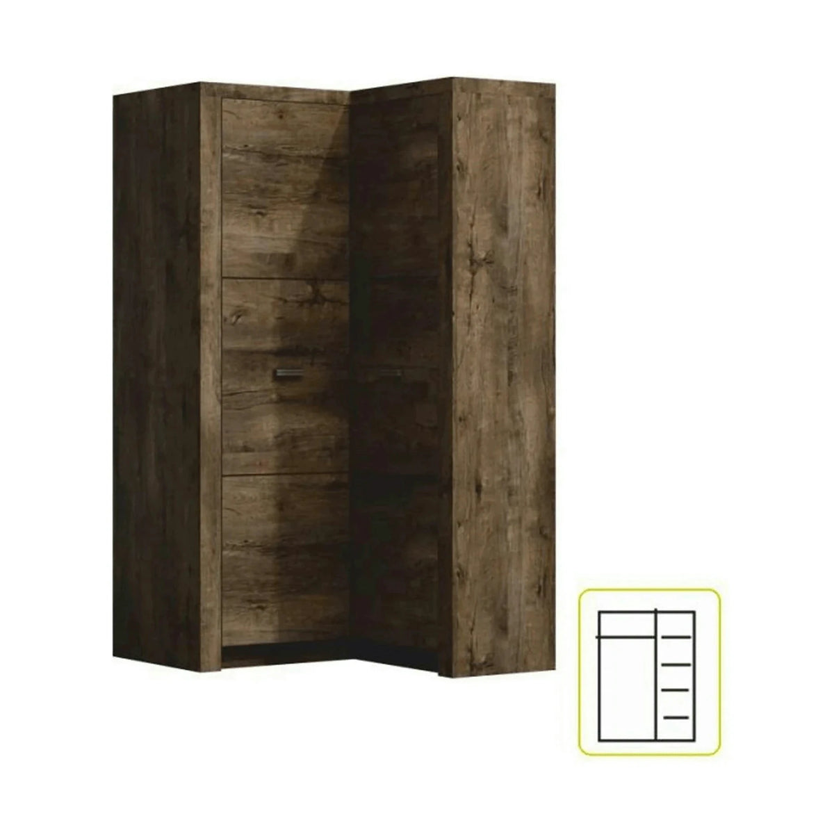 Dulap INFINITY 14, frasin inchis, PAL melaminat, cu 2 usi, 90/106x58/42x192 cm