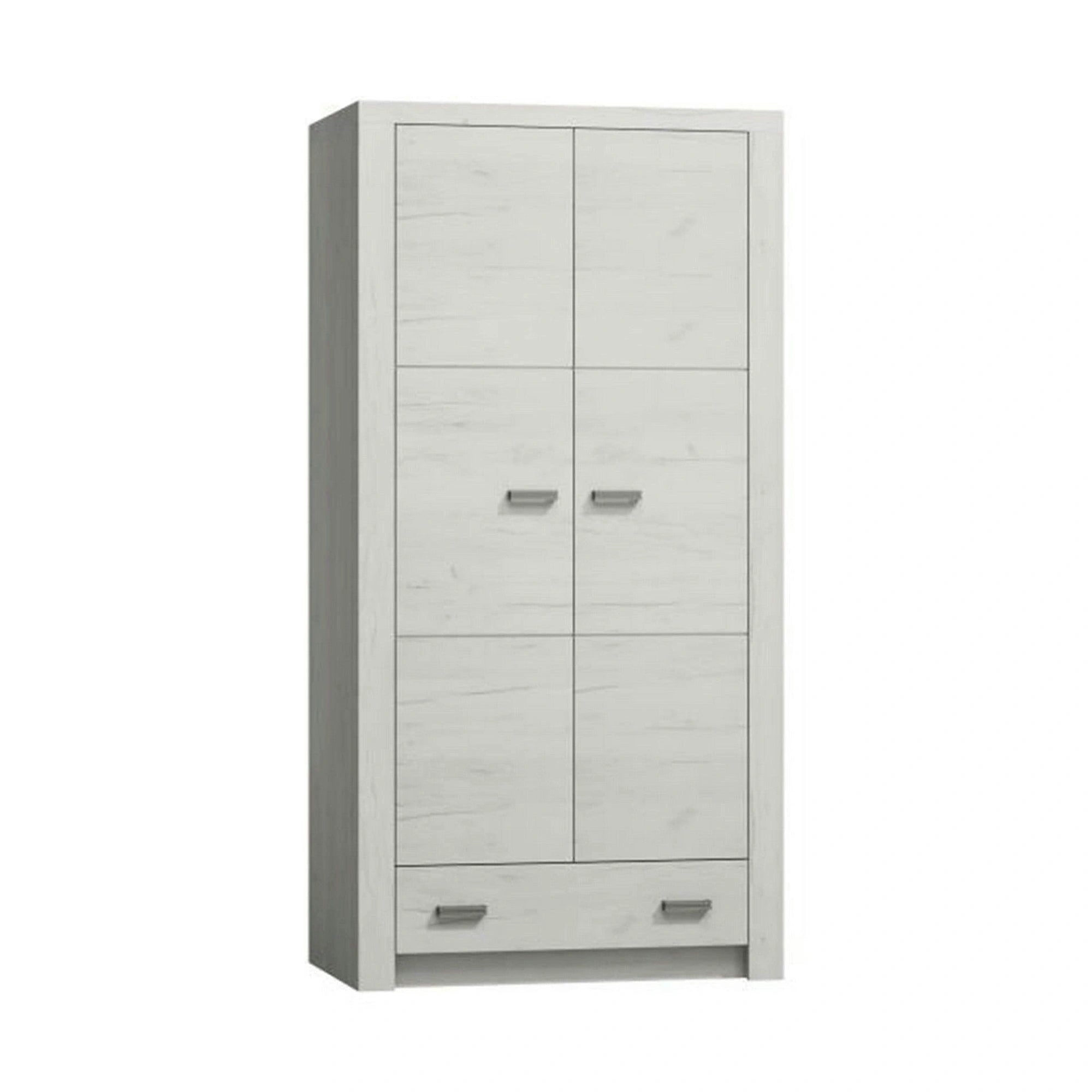 Dulap INFINITY I-01, frasin alb, PAL melaminat, cu 2 usi si un sertar, 96x58x192 cm