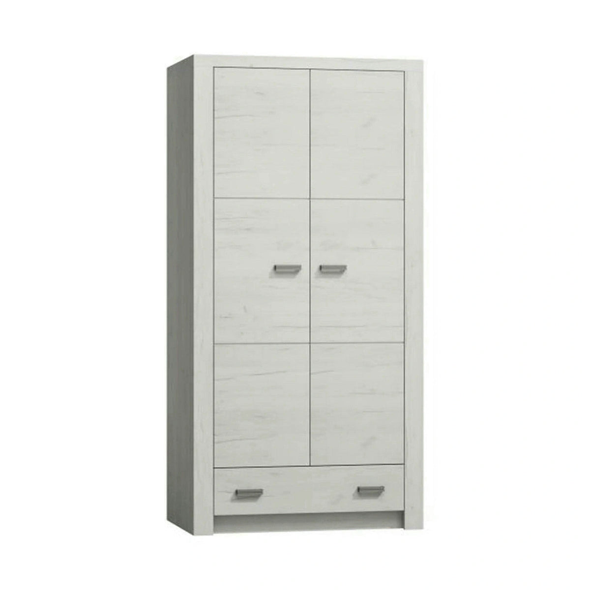 Dulap INFINITY I-01, frasin alb, PAL melaminat, cu 2 usi si un sertar, 96x58x192 cm
