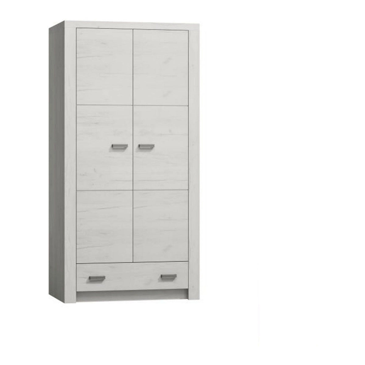 Dulap INFINITY I-01, frasin alb, PAL melaminat, cu 2 usi si un sertar, 96x58x192 cm