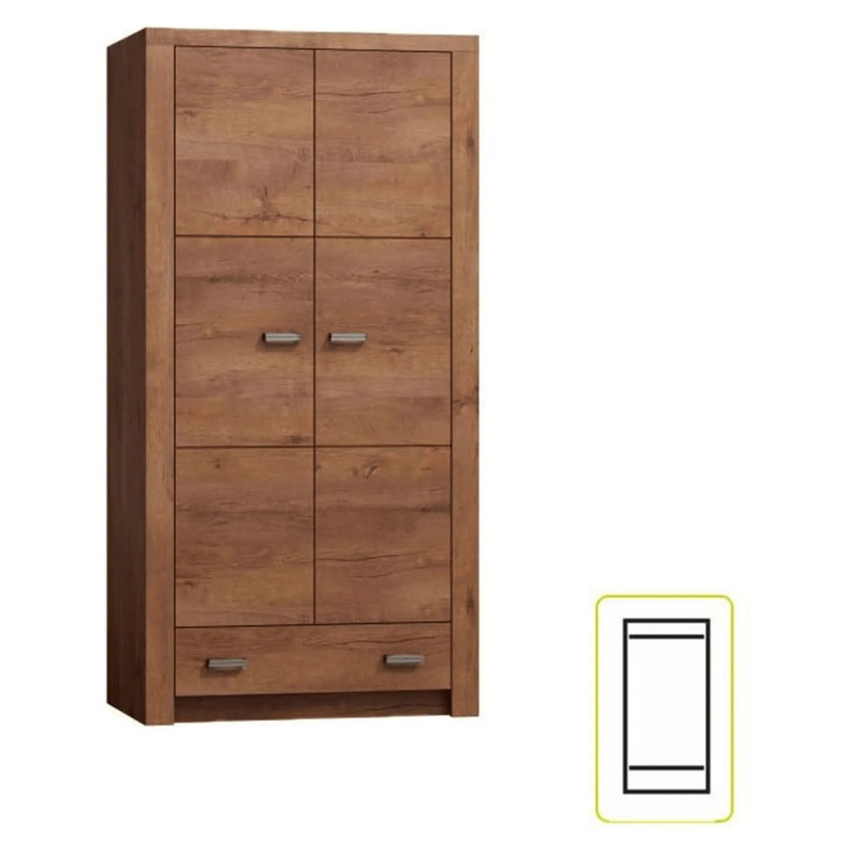 Dulap INFINITY I-01, frasin deschis, PAL melaminat, cu 2 usi si un sertar, 96x58x192 cm