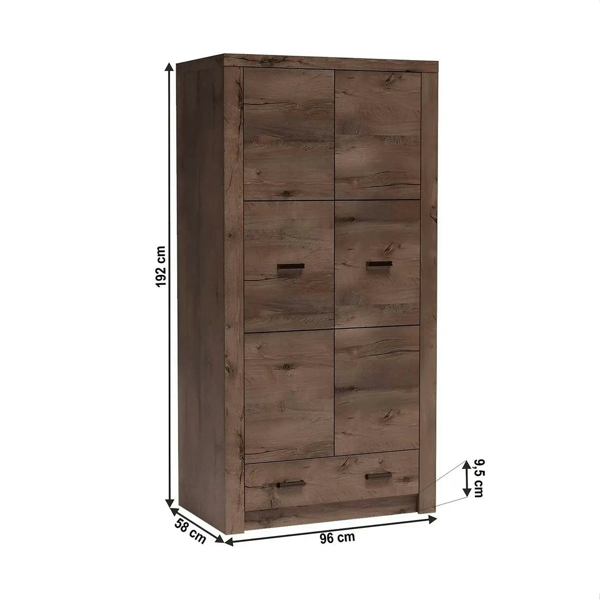 Dulap INFINITY I-01, frasin inchis, PAL melaminat, cu 2 usi si un sertar, 96x58x192 cm