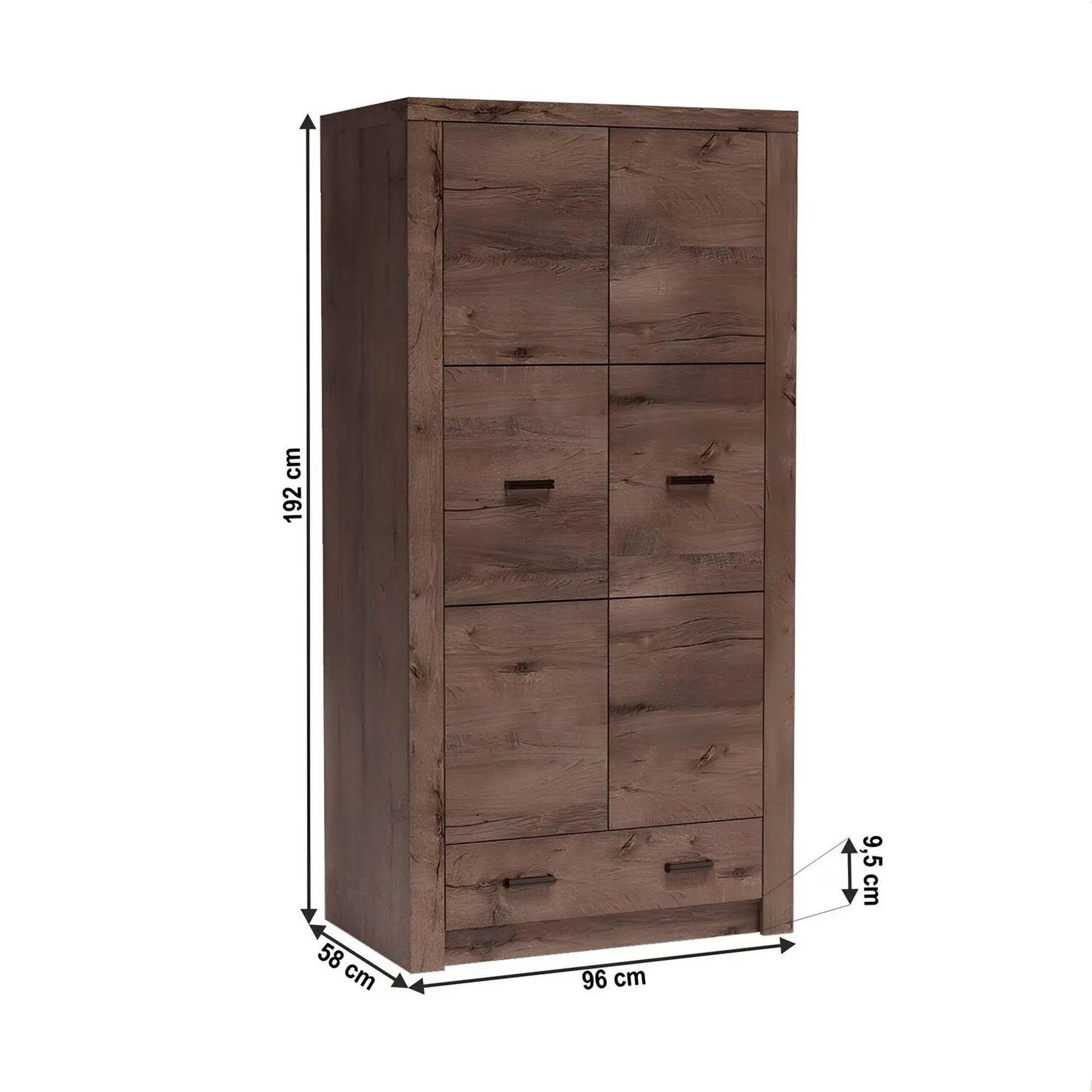 Dulap INFINITY I-01, frasin inchis, PAL melaminat, cu 2 usi si un sertar, 96x58x192 cm