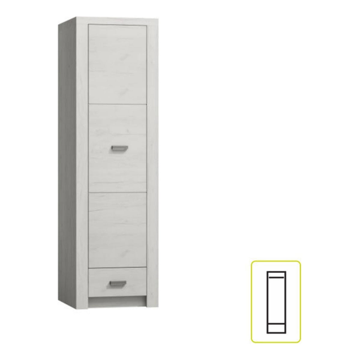 Dulap INFINITY I-02, frasin alb, PAL melaminat, cu o usa si un sertar, 56x58x192 cm