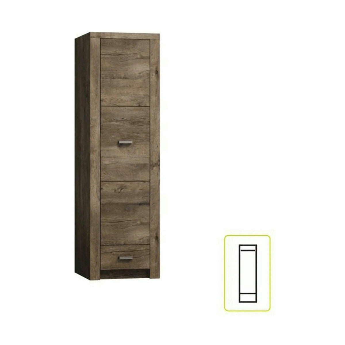 Dulap INFINITY I-02, frasin inchis, PAL melaminat, cu o usa si un raft, 56x58x192 cm
