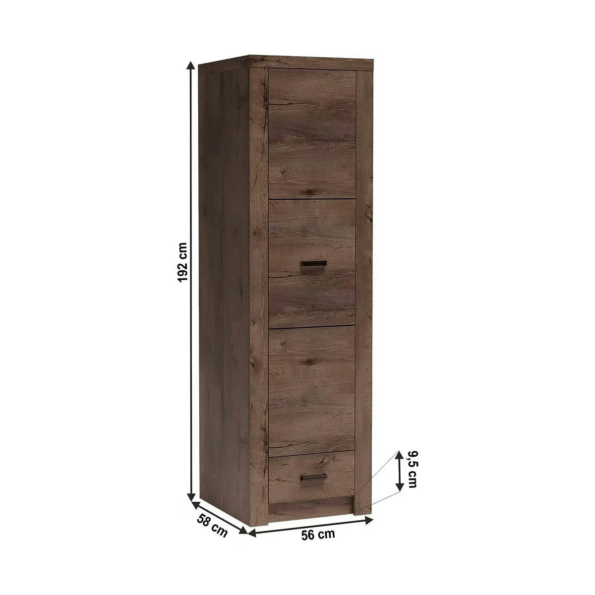 Dulap INFINITY I-02, frasin inchis, PAL melaminat, cu o usa si un raft, 56x58x192 cm