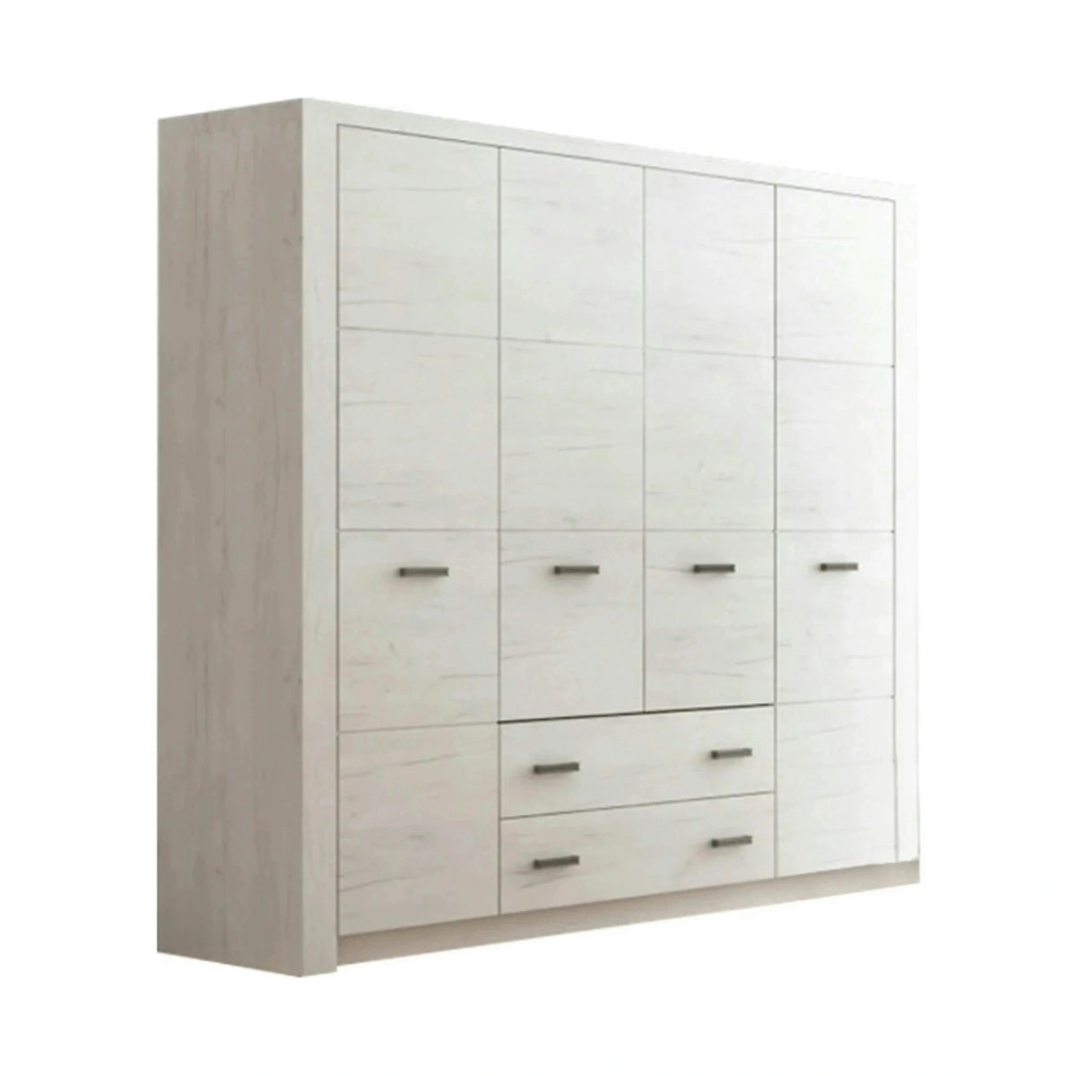 Dulap INFINITY I-18, frasin alb, PAL melaminat, cu 4 usi si 2 sertare, 178x58x214 cm