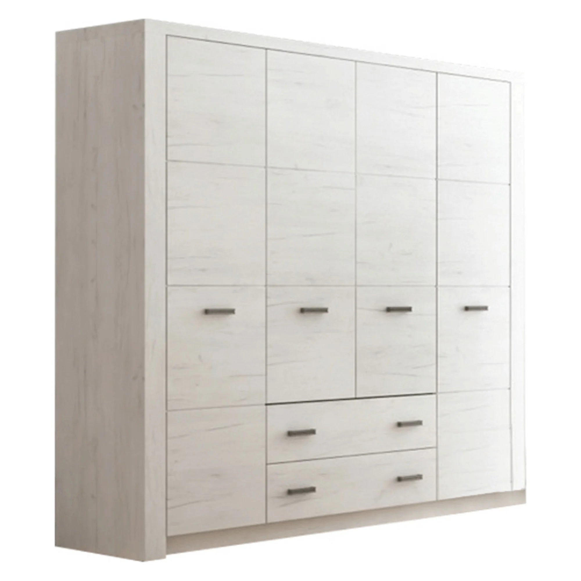 Dulap INFINITY I-18, frasin alb, PAL melaminat, cu 4 usi si 2 sertare, 178x58x214 cm