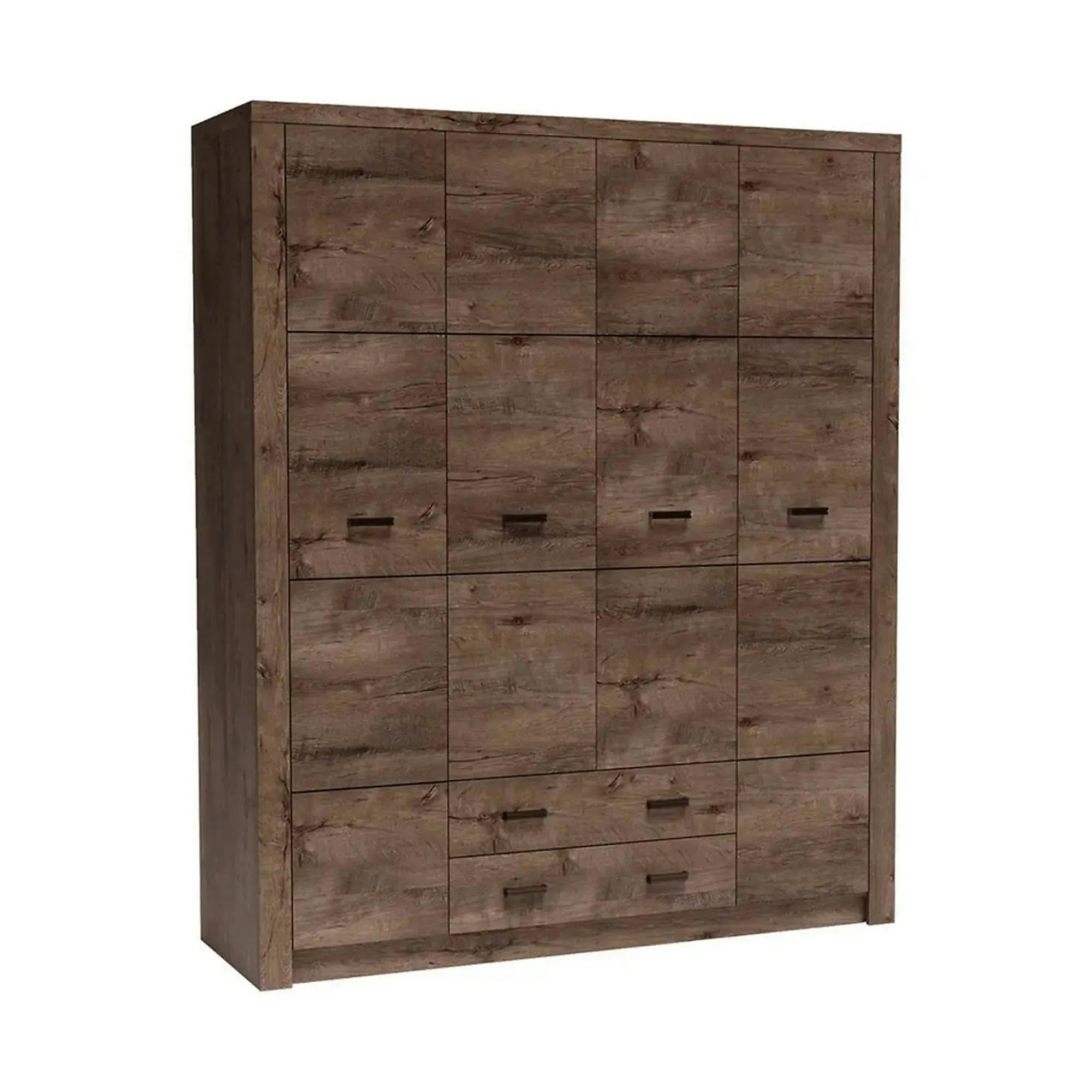 Dulap INFINITY I-18, frasin inchis, PAL melaminat, cu 4 usi si 2 sertare, 178x58x214 cm