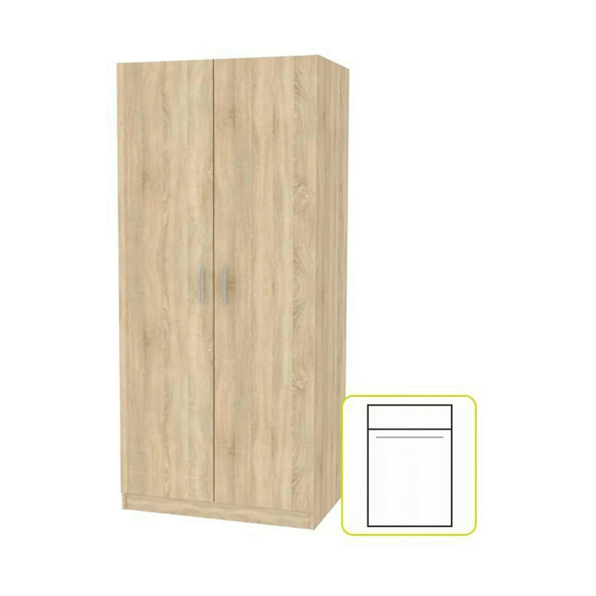 Dulap INVITA, stejar sonoma, PAL melaminat, cu 2 usi, 90x60x200 cm
