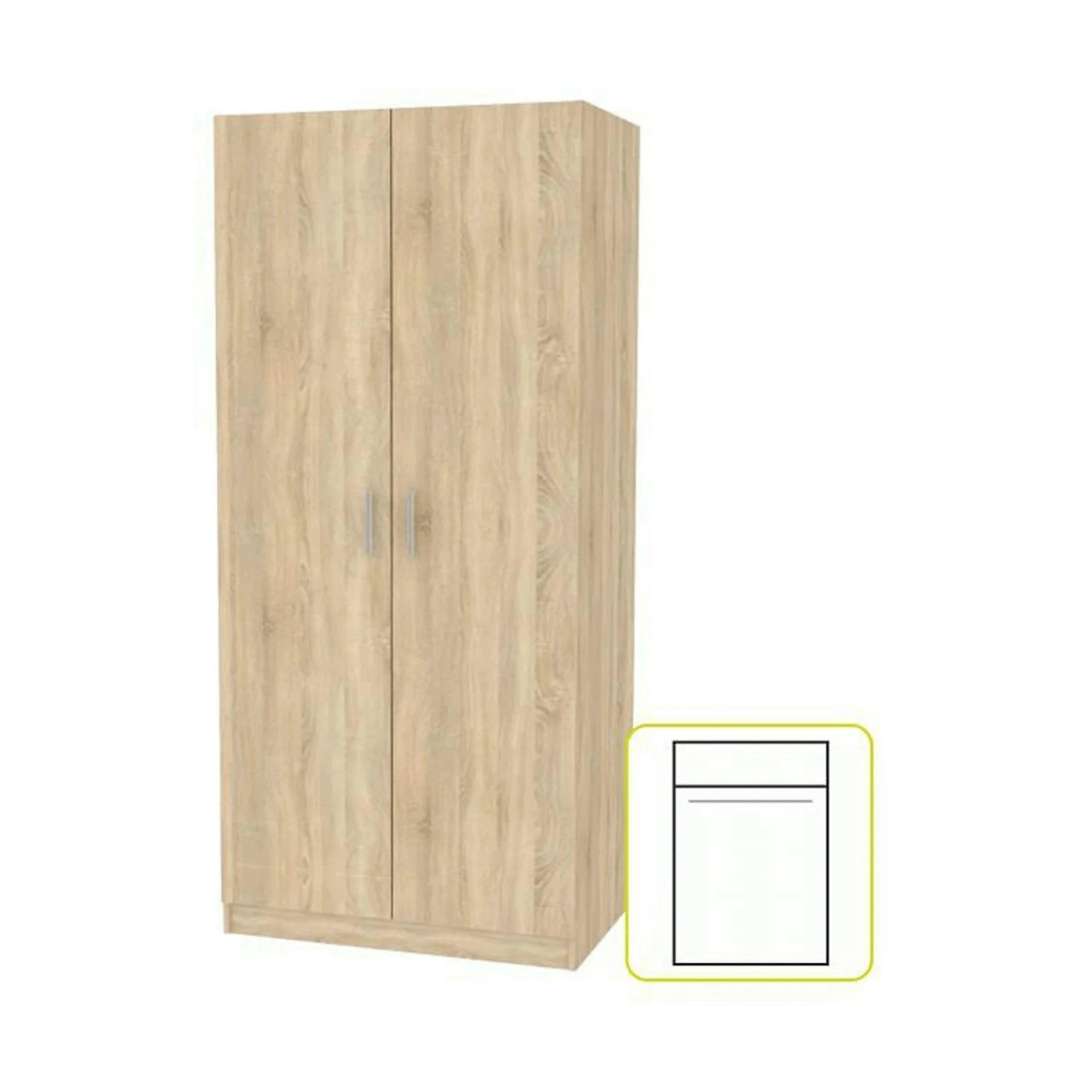 Dulap INVITA, stejar sonoma, PAL melaminat, cu 2 usi, 90x60x200 cm