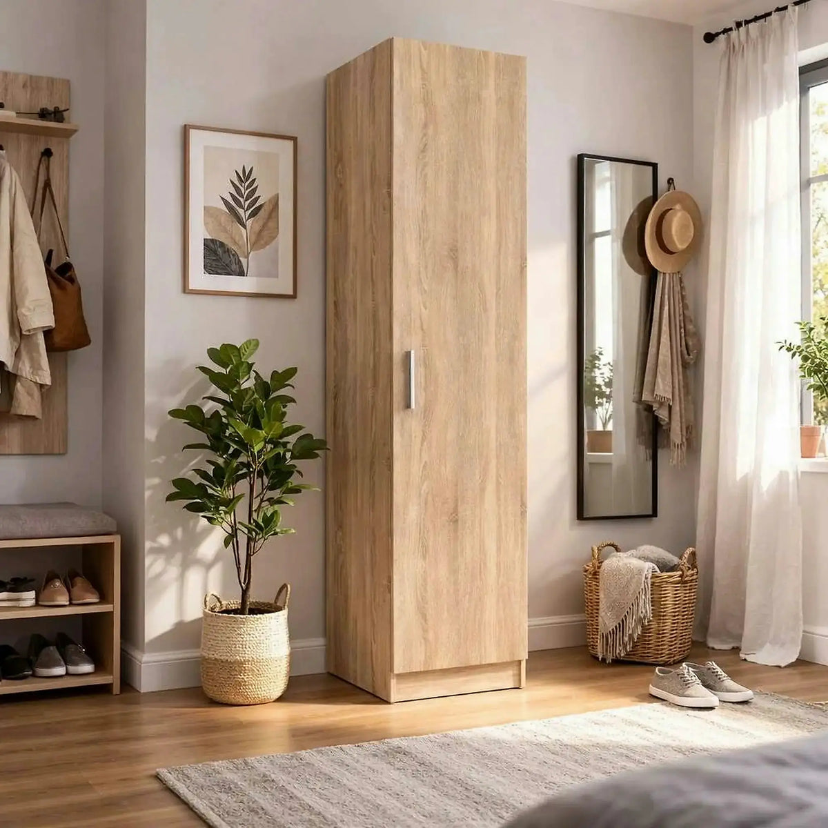 Dulap INVITA Tip 1, stejar sonoma, DTD laminat, cu o usa, 46x60x200 cm