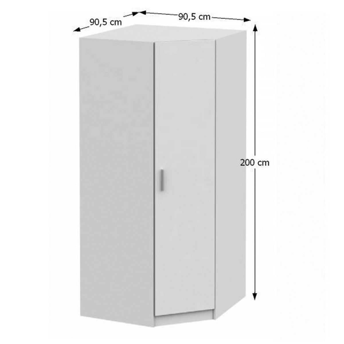 Dulap INVITA Tip 3, alb, PAL melaminat, cu o usa, 91x91x200 cm