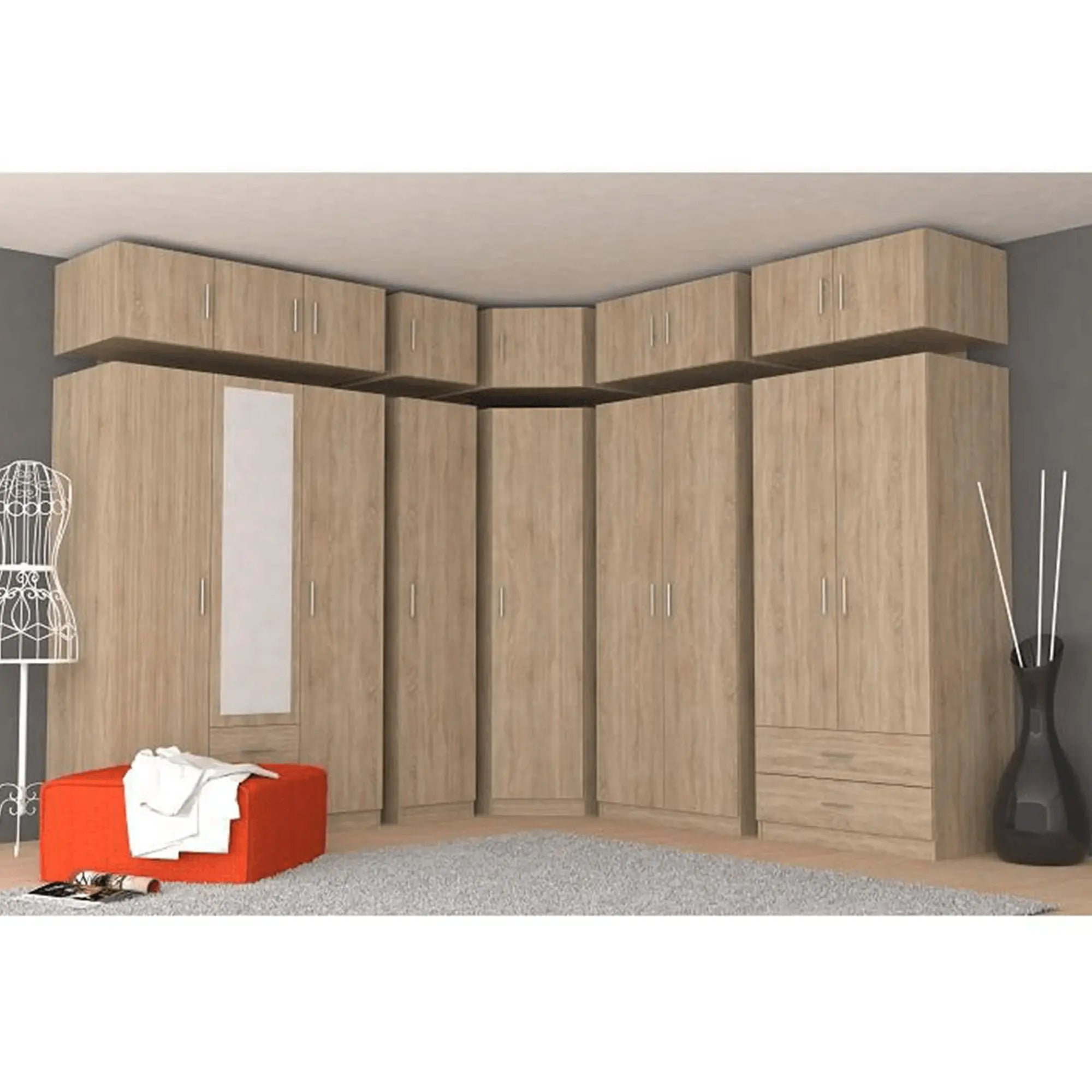 DULAP INVITA Tip 5, stejar sonoma, PAL melaminat, cu 2 usi si 2 sertare, 90x60x200 cm