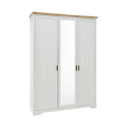 Dulap JASMIN, alb/stejar artisan, PAL, cu 3 usi, 164x64x220 cm